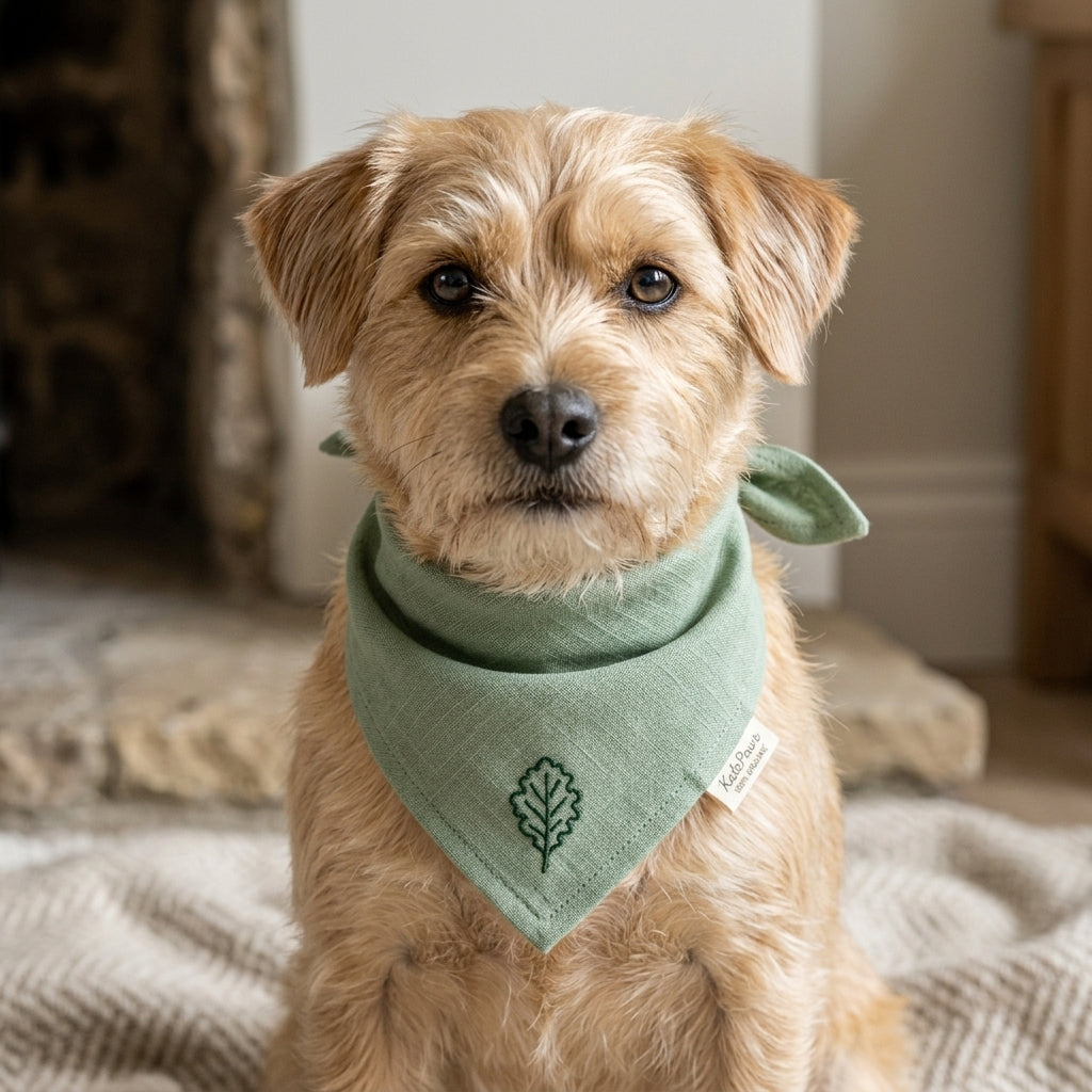 𼏠KalePaws⢠Plant-Dyed Organic Cotton-Linen Pet Bandana