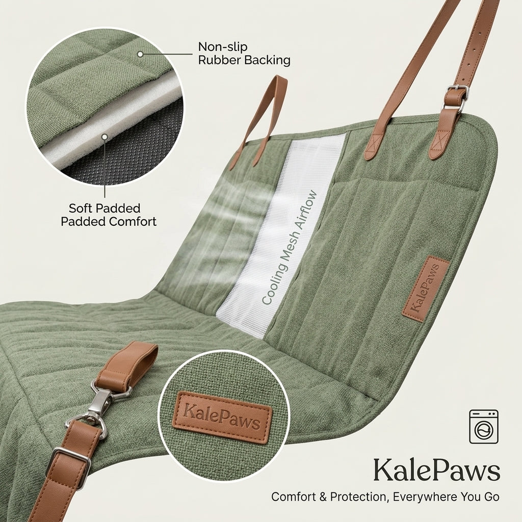 🥬 KalePaws™ Eco-Hemp 4-in-1 Waterproof Car Seat Cover