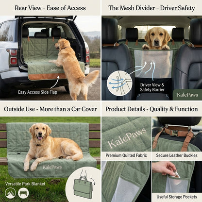 🥬 KalePaws™ Eco-Hemp 4-in-1 Waterproof Car Seat Cover