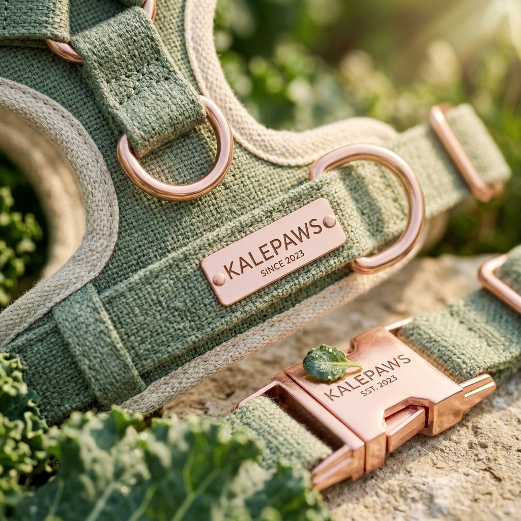 🥬 KalePaws™ Eco-Hemp Anti-Pull Comfort Harness & Leash Set