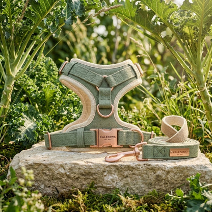 🥬 KalePaws™ Eco-Hemp Anti-Pull Comfort Harness & Leash Set
