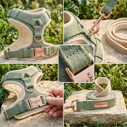 🥬 KalePaws™ Eco-Hemp Anti-Pull Comfort Harness & Leash Set