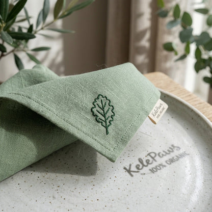 🥬 KalePaws™ Plant-Dyed Organic Cotton-Linen Pet Bandana