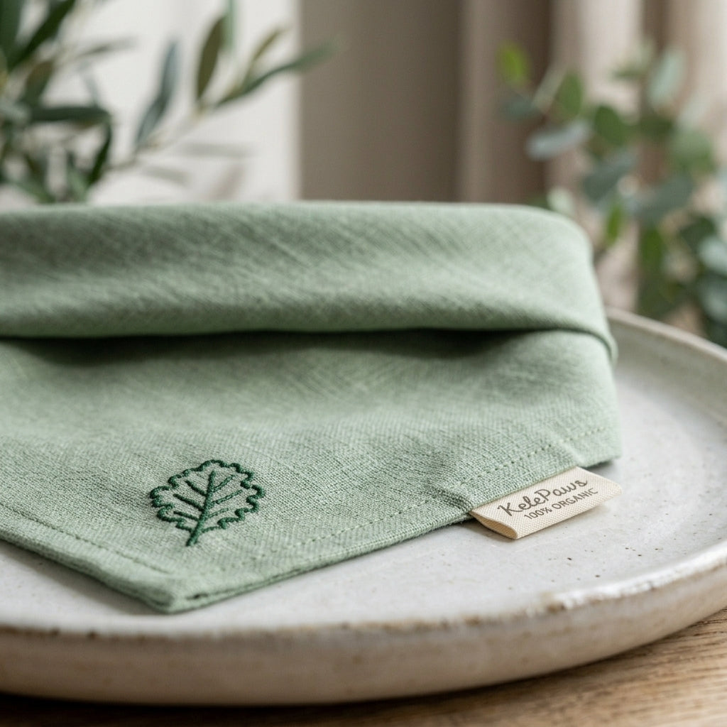 🥬 KalePaws™ Plant-Dyed Organic Cotton-Linen Pet Bandana