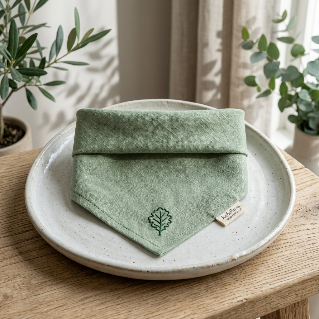 🥬 KalePaws™ Plant-Dyed Organic Cotton-Linen Pet Bandana